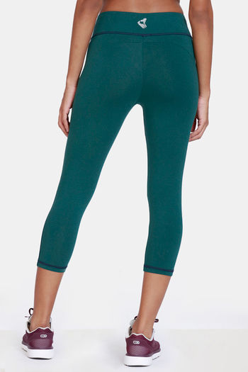 Buy Zelocity Mid Rise High Quality Stretch Capri - Green Moss at Rs.478  online