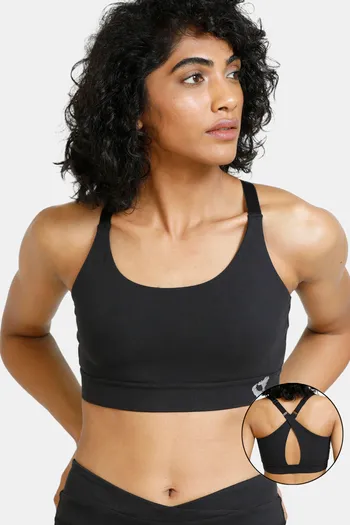 Zivame Zelocity High Impact Front Opening Sports Bra-Anthracite - Black
