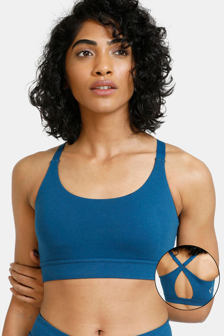 Buy Zelocity Padded Sports Bra With Removable Padding - Blue at Rs.398  online