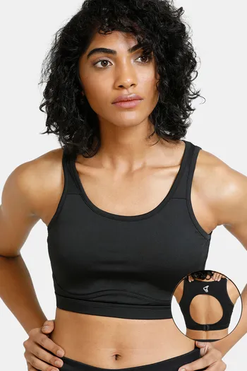 Buy Zelocity Padded Sports Bra With Removable Padding - Black at Rs.673  online