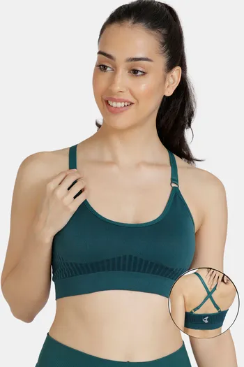 Buy Zelocity Padded Sports Bra With Removable Padding - Green at Rs.453  online