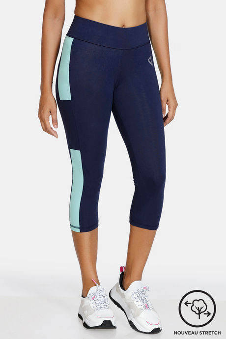 Buy Zelocity Mid Rise Quick Dry Capri - Ink Blue at Rs.673 online