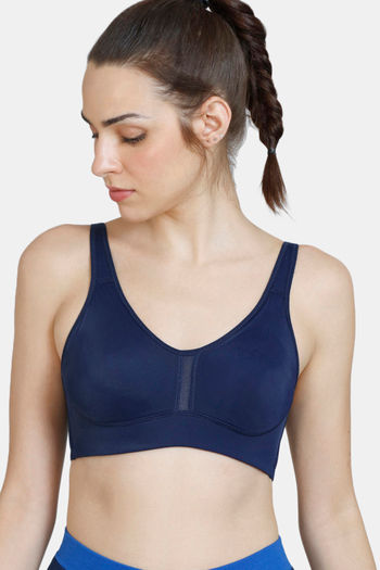 Buy Medium Impact Padded Racerback Active Sports Bra in Navy Online India,  Best Prices, COD - Clovia - BRS041A08
