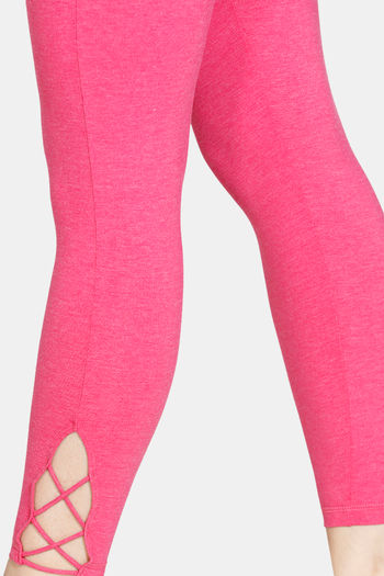 Buy Zelocity Mid Rise Cotton Leggings - Rose Melange at Rs.583