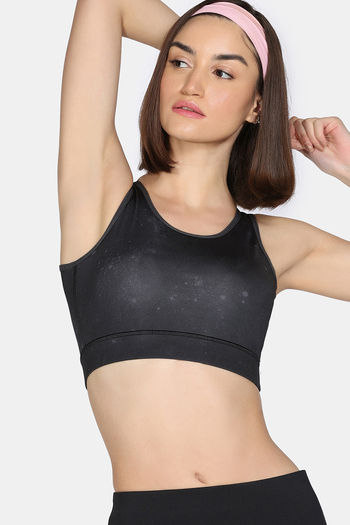 Zelocity Medium Impact Moisture Wicking Sports Bra with Removable Padding - Volcanic Ash