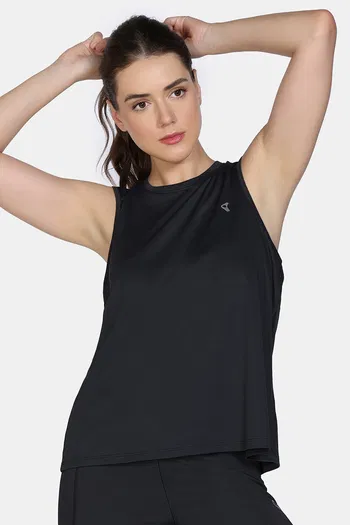 Buy Zelocity Quick Dry Contour Fit Tank Top Black Beauty at Rs