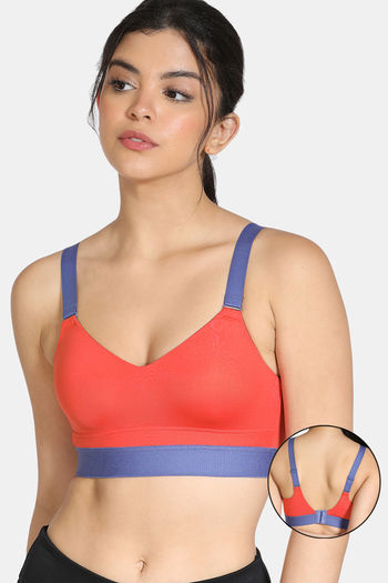 Buy Zelocity High Impact Sports Bra With No Bounce - Red Blue