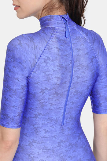 Buy Zivame Zelocity Padded Bodysuit With Zipper - Amparo Blue online