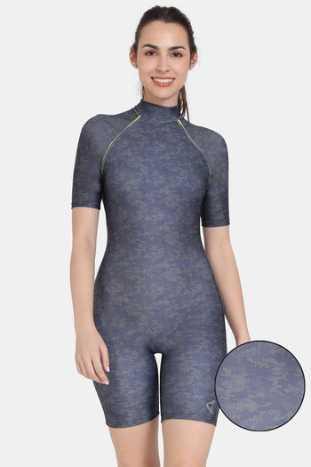 Buy Zivame Lace Touch Half Sleeve Shaping Bodysuit Top-Black at Rs.1495  online