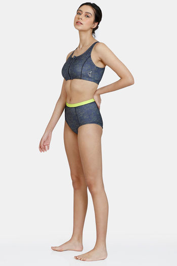 Buy Zelocity Padded Tankini Set With Zipper - Anthracite at Rs.1496 online