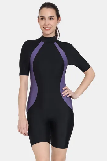 Buy Zelocity Padded Swimsuit With Zipper - Jet Black at Rs.1752