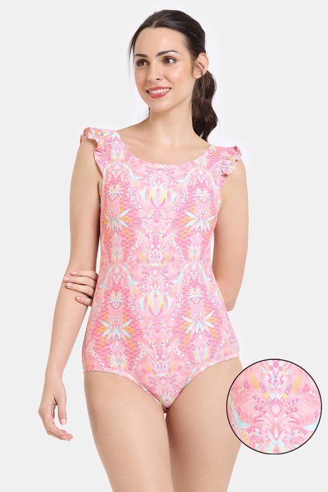 Zelocity Elastane Blended Slip-On Malliot with Removable Pads - Peach pink