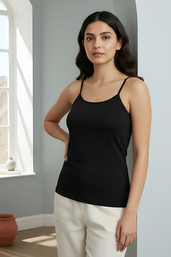 Buy Zivame Knit Cotton Camisole - Black