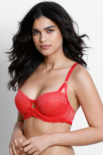 Zivame Moroccan Lace Padded Wired 3/4th Coverage Pretty Back Bra -  Bittersweet
