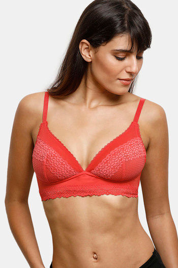 Buy Zivame Moroccan Lace Double Layered Non Wired 3/4th Coverage Lace Bra - Bittersweet