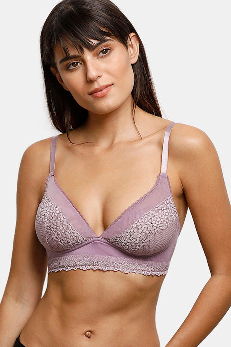 Buy Zivame Heartstopper Double Layered Non-Wired 3/4th Coverage Lace Bra -  Ceramic at Rs.493 online