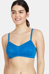 Buy Zivame Moroccan Lace Double Layered Non Wired 3/4th Coverage Bra-Mykonos Blue