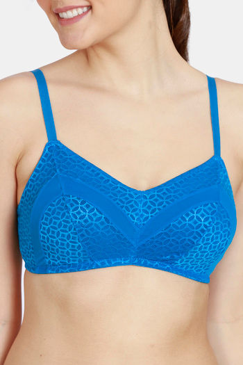 Buy Zivame Moroccan Lace Double Layered Non Wired 3/4th Coverage Bra -  Mykonos Blue at Rs.537 online