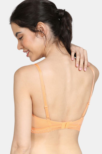 Buy Zivame Airy Lace Padded Non-Wired 3/4th Coverage Bra - Orange online