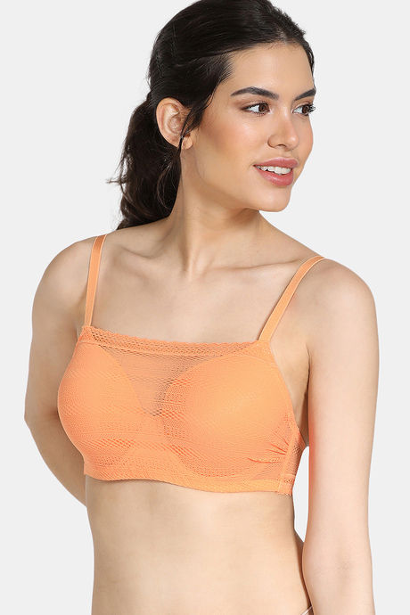 Buy Zivame Airy Lace Padded Non-Wired 3/4th Coverage Bra - Orange online