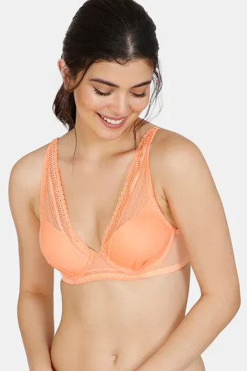 Buy Zivame Bohemian Magic Padded Wired 3/4th Coverage Lace Bra - Cantaloupe  at Rs.583 online