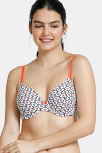 Buy Zivame Whimsical Padded Wired 3/4th Coverage T-Shirt Bra-White Print
