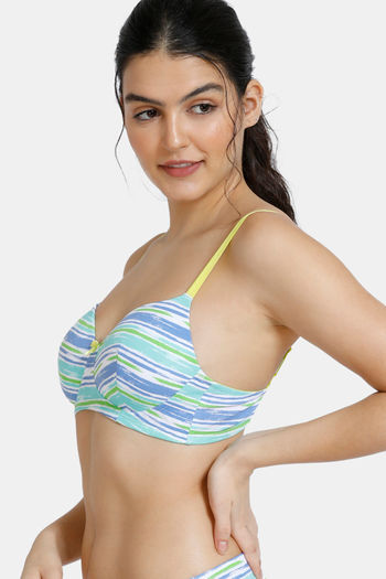 Buy Zivame Aztec Push Up Wired Low Coverage Bra-Green at Rs.1195 online, Bra online