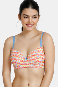 Buy Zivame Whimsical Padded Non Wired 3/4th Coverage T-Shirt Bra-Wave Print