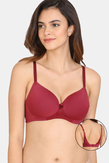Buy Zivame Beautiful Basics Padded Non Wired 3/4th Coverage T-Shirt Bra -  Rhododendron at Rs.492 online