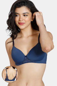 Buy Zivame Beautiful Basics Padded Non Wired 3/4th Coverage T-Shirt Bra-Sargasso Sea
