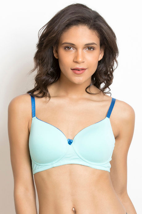 Buy Zivame Padded Non Wired 3/4th Coverage T-Shirt Bra-Blue at Rs.313  online