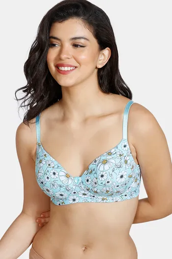 Buy Zivame Padded Non Wired 3/4th Coverage T-Shirt Bra - Daisy at