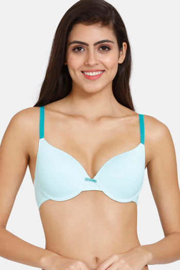 Zivame Watch Your Back Laser Wings Smooth Moderate Pushup Bra- Turquoise