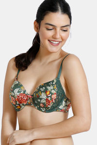 Buy Zivame Bloom Padded Wired 3/4th Coverage T-Shirt Bra - Green Floral