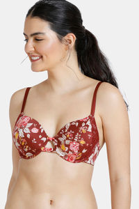 Buy Zivame Bloom Padded Wired 3/4th Coverage T-Shirt Bra - Red Floral