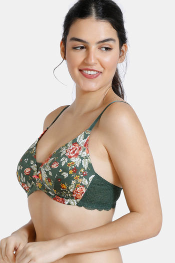 Floral Net Bra For Summer - Non-Padded, Non-Wired Seamless Jaali Brazier  For Women & Girls
