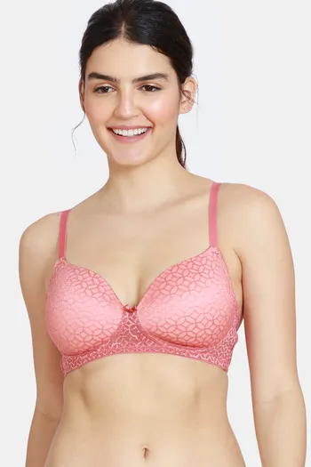 Buy Zivame Moroccan Lace Padded Non Wired 3/4th Coverage T-Shirt Bra -  Dusty Cedar at Rs.592 online