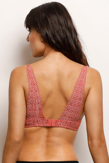 Zivame Moroccan Lace Padded Non Wired 3/4th Coverage T-Shirt Bra - Dusty  Cedar