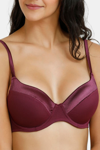 Buy Rosaline Padded Wired 3/4th Coverage Bra - Grape Wine at Rs