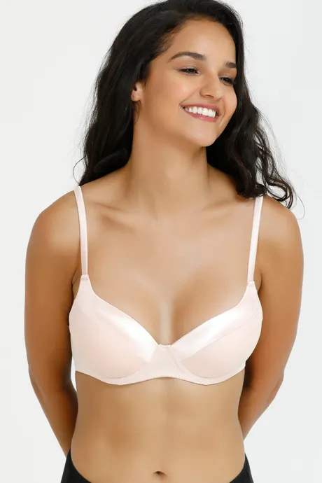 Buy Rosaline Women's Polyester Cotton Padded Underwire_Type.Value Casual  3/4Th Coverage T-Shirt Bra (RO1205FASHBPINK0034C_Pink_34C) at