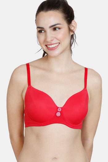 Buy Zivame Modern Grounds Padded Non Wired 3/4th Coverage T-Shirt Bra - Lipstick Red