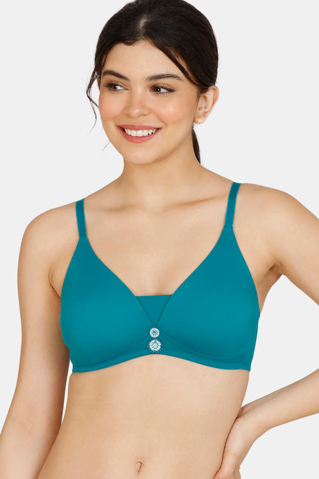 Zivame Modern Grounds Padded Non Wired 3/4th Coverage T-Shirt Bra - Blue