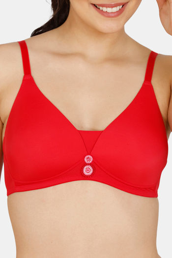 Buy Zivame Modern Grounds Padded Non Wired 3/4th Coverage T-Shirt Bra - Red  at Rs.500 online
