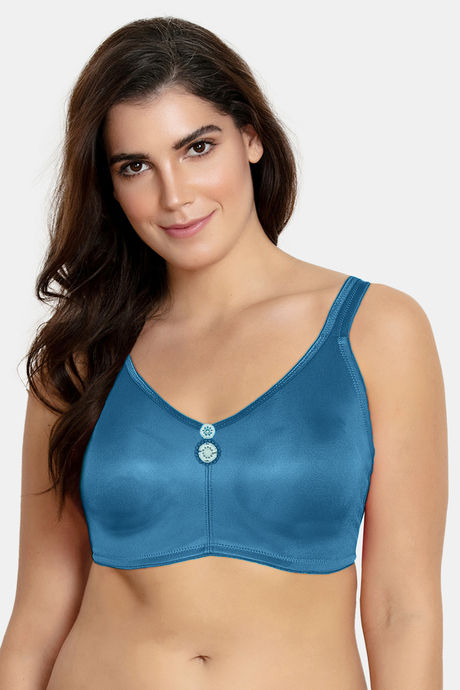 Zivame Modern Grounds Double Layered Non Wired Full Coverage Minimiser Bra  - Blue