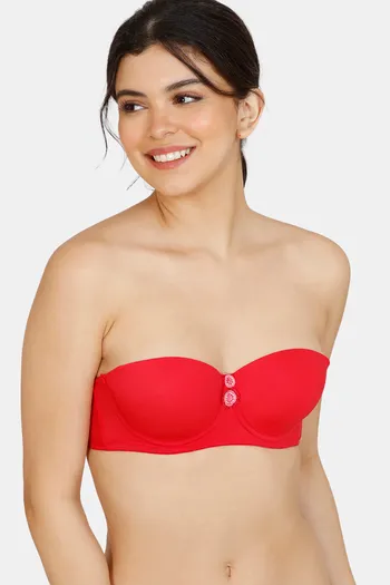 Buy Zivame Modern Grounds Padded High Wired 3/4th Coverage Strapless Bra - Lipstick Red