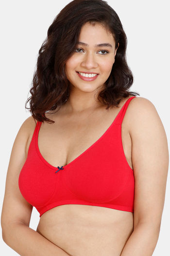 Buy Zivame True Curv Modern Grounds Double Layered Non Wired High Coverage Supper Support Bra - Lipstick Red