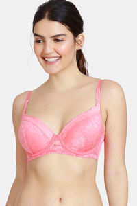 Buy Zivame Moroccan Lace Padded Wired 3/4th Coverage T-Shirt Bra - Sugar Coral