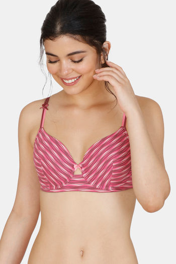 Buy Zivame Printed Fashion Padded Wired 3/4th Coverage T-Shirt Bra - Maroon