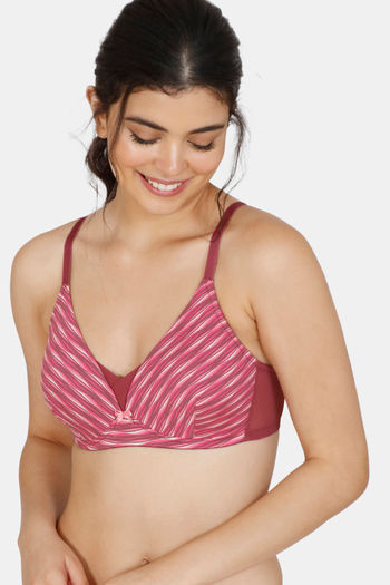 Buy Zivame Printed Fashion Padded Non Wired 3/4th Coverage T-Shirt Bra - Maroon