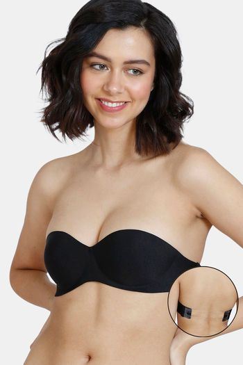 Buy Zivame Padded Non Wired 3/4th Coverage Strapless Bra-Black